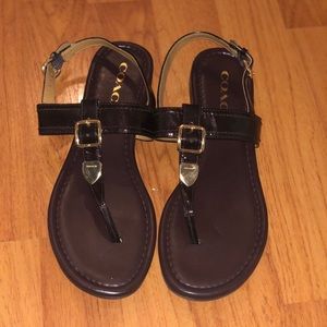 Coach brown leather slingback sandals - Size 7